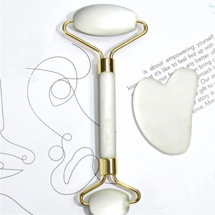 Rouleau De Jade Double Taille - Pour Visage Et Cou - Neuf Emballé - Tous Types De Peau - Unisexe