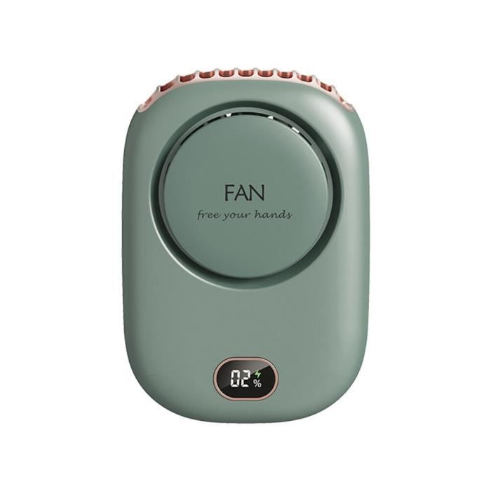 Ventilateur de cou portable, rechargeable par USB, refroidissement à 360°, 3 vitesses (vert foncé) | Leroy Merlin