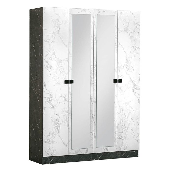 RAKHAM - Armoire 4 Portes avec Miroir Central RAKHAM - Armoire 4 Portes avec Miroir Central