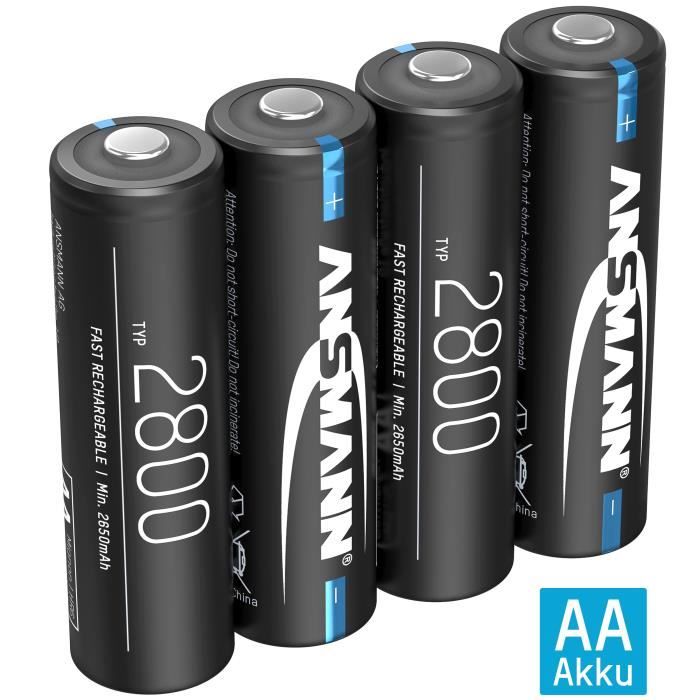 ANSMANN pile rechargeable AA 2800mAh NiMH - haute capacité pour les besoins élevés en énergie ex. les flashes photo lampe de poche