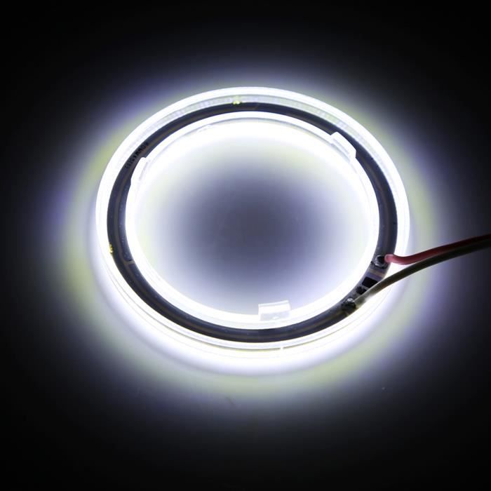 Qasim Anneaux LED COB Angel Eyes 70mm - Blanc 60SMD Pour Phares Voiture, DRL Ou Antibrouillard 12V