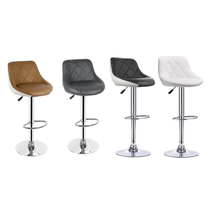Tabourets de Bar Lot de 2 Design Contemporain Chaise de Bar Simili Gris - 32x46x85-105cm