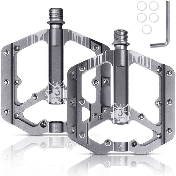 MZYRH Pédales de Vélo Antidérapantes Avec Bandes Réfléchissantes - Alliage d'Aluminium CNC, 3 Roulements Étanches, 9/16 - Pour VTT, Vélo de Route MZYRH Pédales de Vélo Antidérapantes Avec Bandes Réfléchissantes - Alliage d'Aluminium CNC, 3 Roulements Étanches, 9/16 - Pour VTT, Vélo de Route