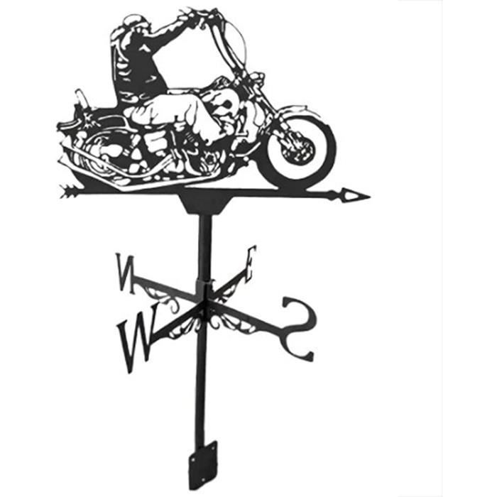 Girouette Décorative Forme Moto - En Acier Inoxydable, Dimensions 35x50 Cm | Pour Jardin, Patio, Indicateur De Direction Du Vent