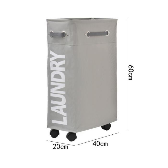 Bukere Panier à linge à roulettes extra large avec couvercle à fermeture éclair, 90 L, panier à linge autonome avec roulettes, sac pliable et chariot à roulettes amovible pour le rangement des