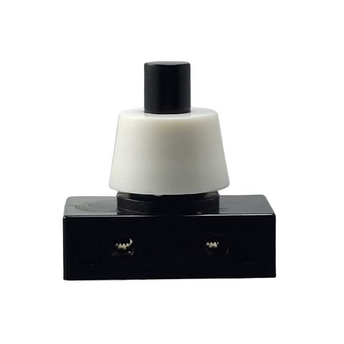 Interrupteur à pression encastrable avec contacts à vis pour lampes et appareils 250 V 2 A Noir/blanc