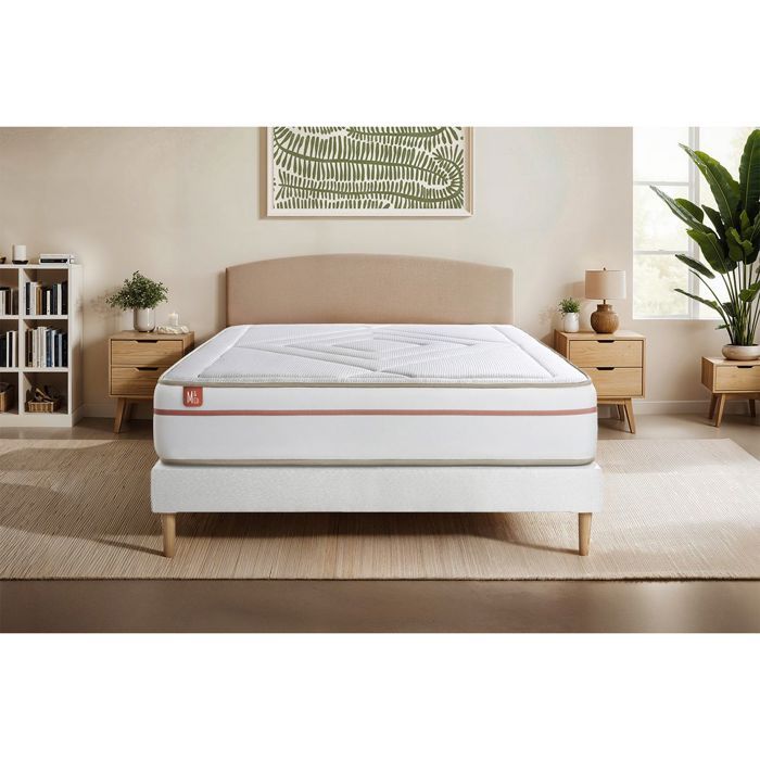 Ensemble LE PAISIBLE 180x200cm Mémoire de forme BioVisco - Ep. 24cm + sommier kit Blanc Ensemble LE PAISIBLE 180x200cm Mémoire de forme BioVisco - Ep. 24cm + sommier kit Blanc