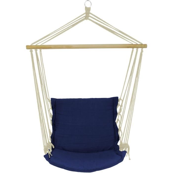 hamac-balancelle bleu marine - chaise suspendue brésilienne 60x120x130 cm[s677]