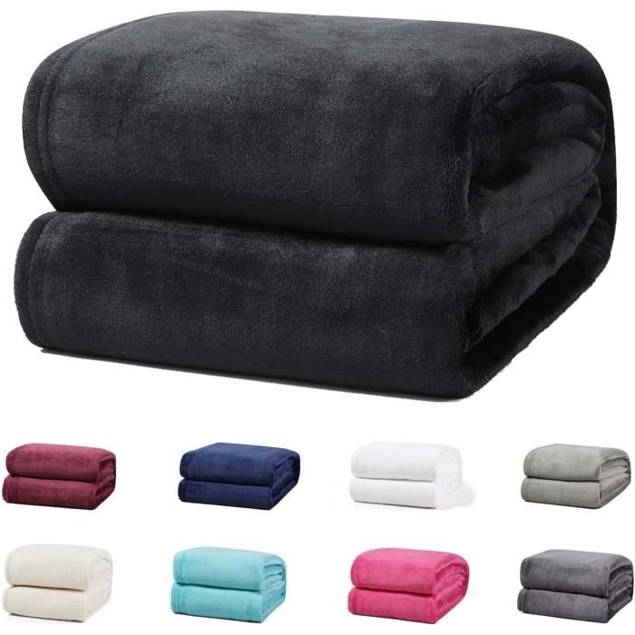 Couverture Polaire Douce 150x200 Cm - Tissu Polyester Chaud - Pour Canapé, Lit, Bureau, Voyage - Couleur Kaki - 8