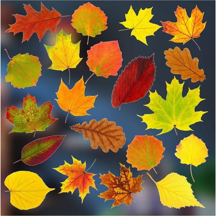 Deco Automne Autocollants Fenêtre Feuilles D'érable - Déco D'automne Et Thanksgiving (lot De 6) Sticker Fenetre