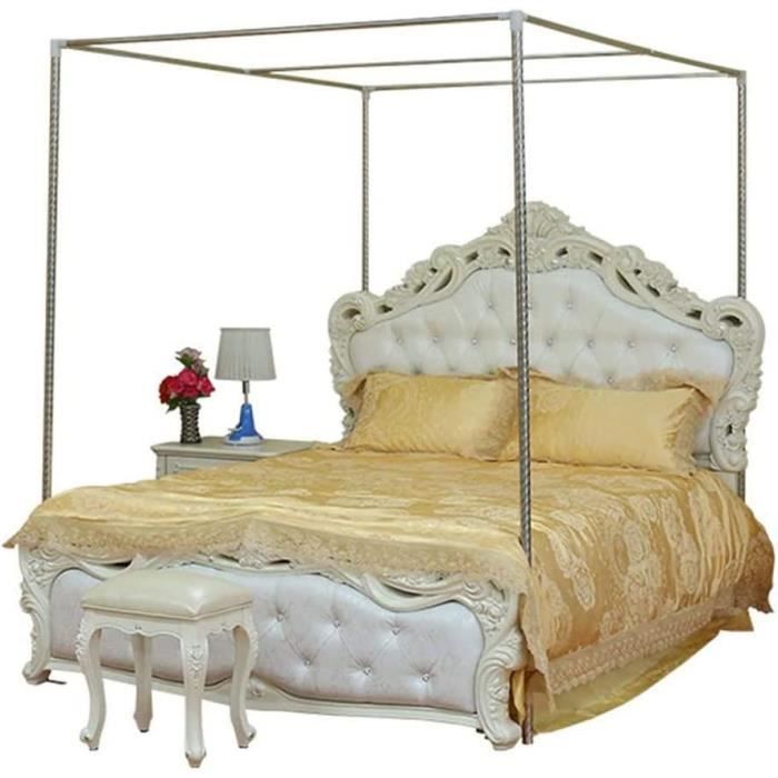 Cadre De Baldaquin De Lit En Acier Inoxydable, Support De Moustiquaire à 4 Coins, Poteau De Support De Lit En Spirale épais, Convient Pour Lit Simple/ Double/queen/king/California King Size (couleur - 2