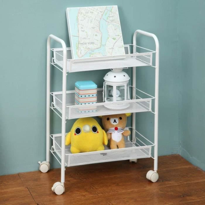 Chariot De Service En.casa 3 Étagères Rondes Métal Noir 75x45 Cm - Desserte à Roulettes Cuisine Et Bureau