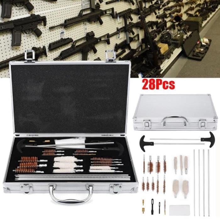 Kit 28pcs Outils de nettoyage de fusil Pistolet Armes à feu Nettoyant avec Boîte