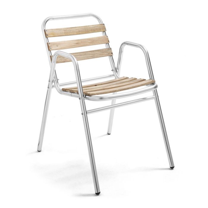 Fauteuil de jardin bois et aluminium Times Square - Oviala Fauteuil de jardin bois et aluminium Times Square - Oviala