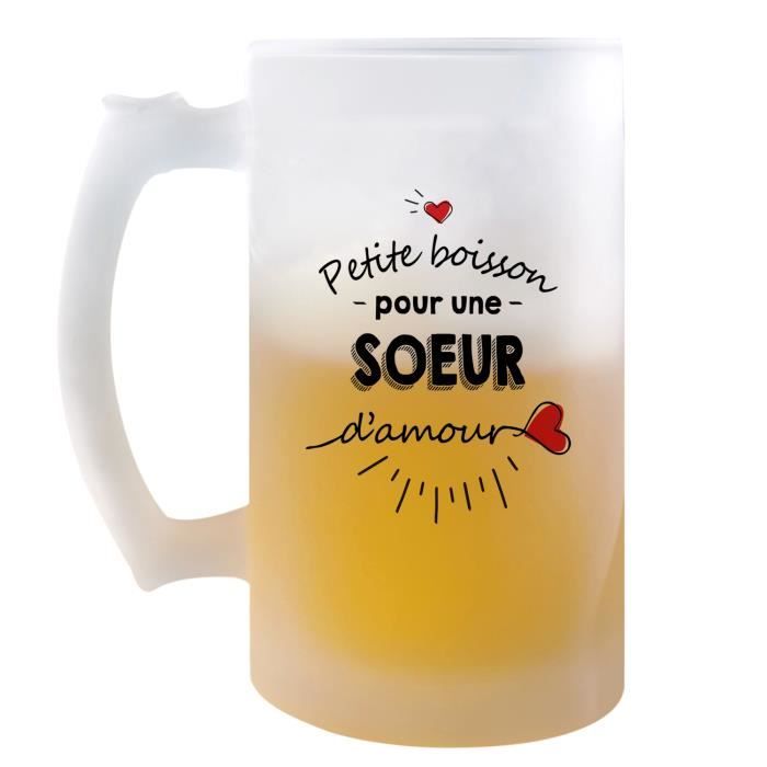 Chope De Biere Petite Boisson D Une Soeur D Amour Idee Tasse Cadeau Famille Anniversaire Noel Pinte De Biere Cervoise Pour Soeur Cdiscount Maison