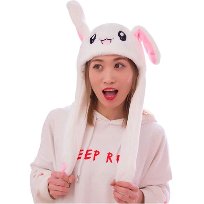Chapeau Lapin Oreilles Mobile Airbag - Blanc - Lapin - Mignon et Drôle - Cadeau Kawaii