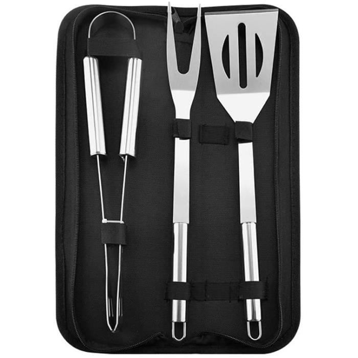 Kit BBQ 16 Pièces - Ustensiles Grillage Acier Inoxydable Avec Sac - Spatule, Pince, Fourchette Et Brochettes