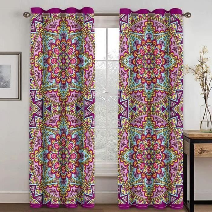Lazzzy Lot de 2 rideaux occultants gris à motif floral de 91,4 cm de