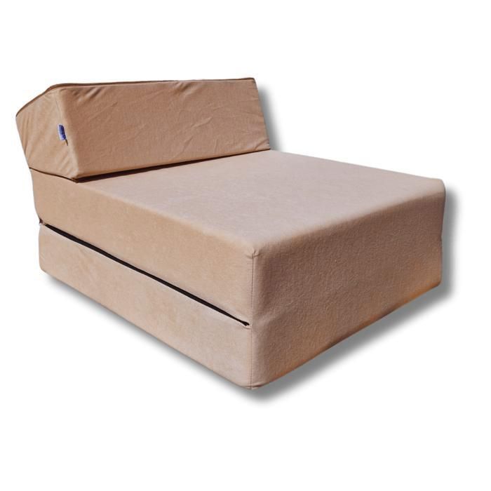 Matelas chauffeuse lit fauteuil futon pliable pliant 160x60x12 cm - NATALIA SPZOO - Beige - Mousse - Ferme - 1 place