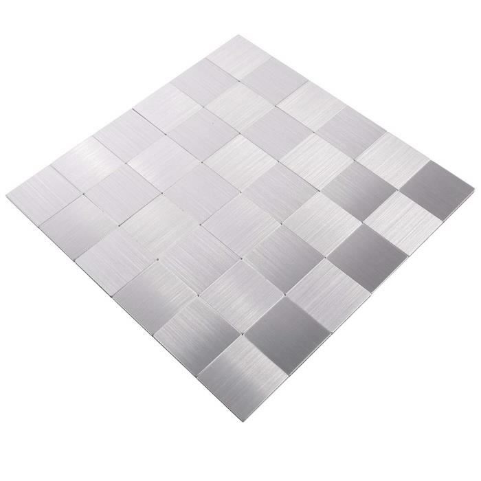 Mosaik Tapis de carrelage autocollant en aluminium pour carrelage de WC WAND BAD WC KÜCHE DIVERSION DE BADEWANNEAU Plaque de mosaïque Sliber #700 