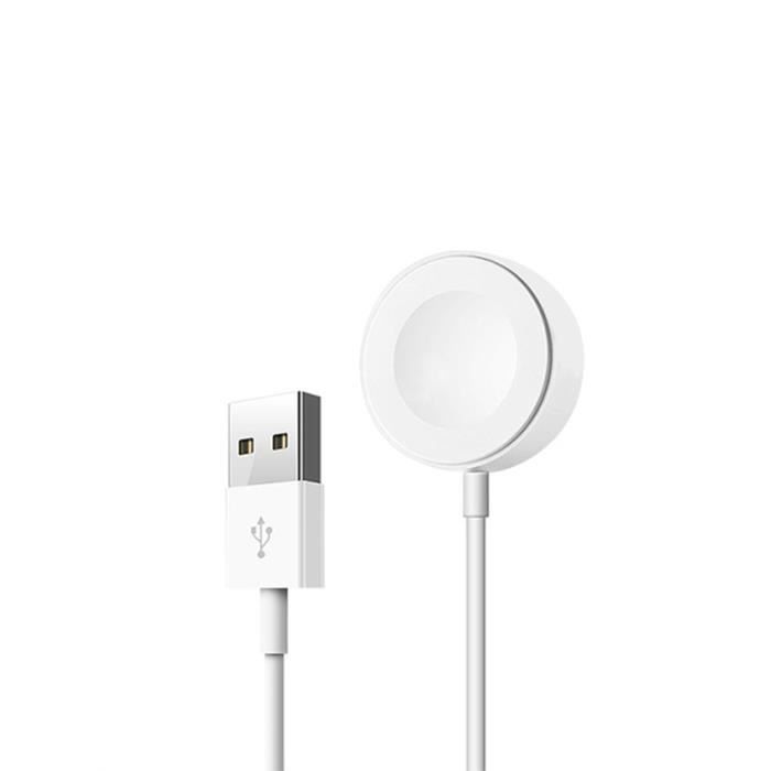 Chargeur Sans Fil Magnétique Apple Watch série 1, 2, 3, 4, 5, 6, SE, 7  Puissance 3W, Câble USB 1,2m Swissten - Blanc - Français