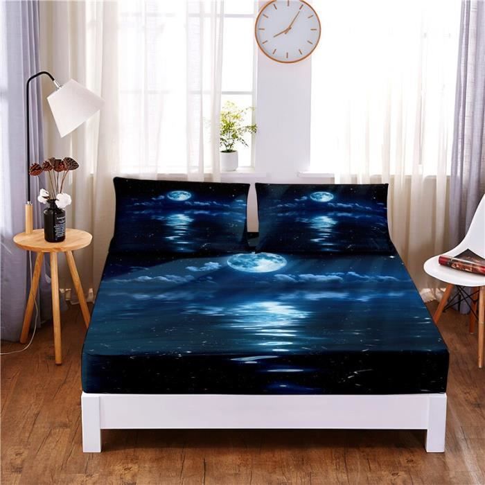 MOON -Classic Drap-housse Pour Lit à Sommier Tapissier 160 G/m²