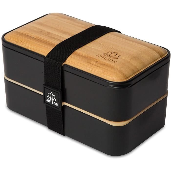 UMAMI® Lunch box, cadeau homme/femme, 2 (Nouveau) pot à sauce & 4 couverts  inclus, boîte bento japonaise hermétique 2 étages, zéro d - Cdiscount Maison