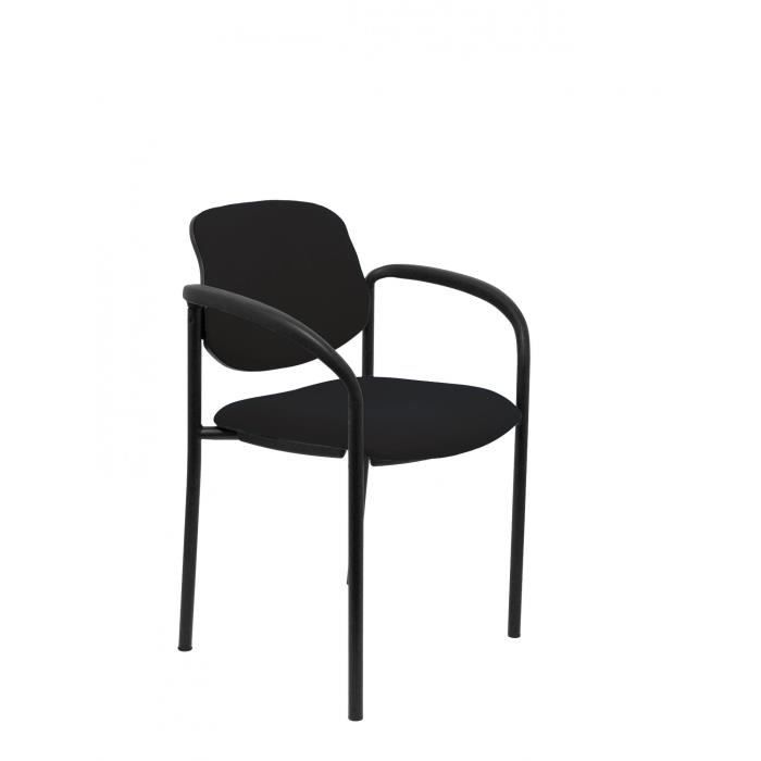Chaise confidentielle à 4 pieds avec accoudoirs et structure noirs - Assise et dossier rembourrés en tissu BALI noir PIQUERAS Y Chaise confidentielle à 4 pieds avec accoudoirs et structure noirs - Assise et dossier rembourrés en tissu BALI noir PIQUERAS Y