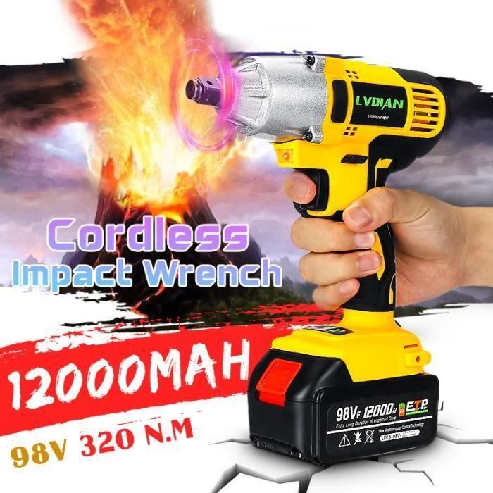 Clé à Chocs Sans Fil TEENO 320 Nm – Moteur Brushless, Batterie 3.0 Ah, 5 Douilles, Adaptateur Multifonction, Pour Pneus Jusqu’à 215/60 R16