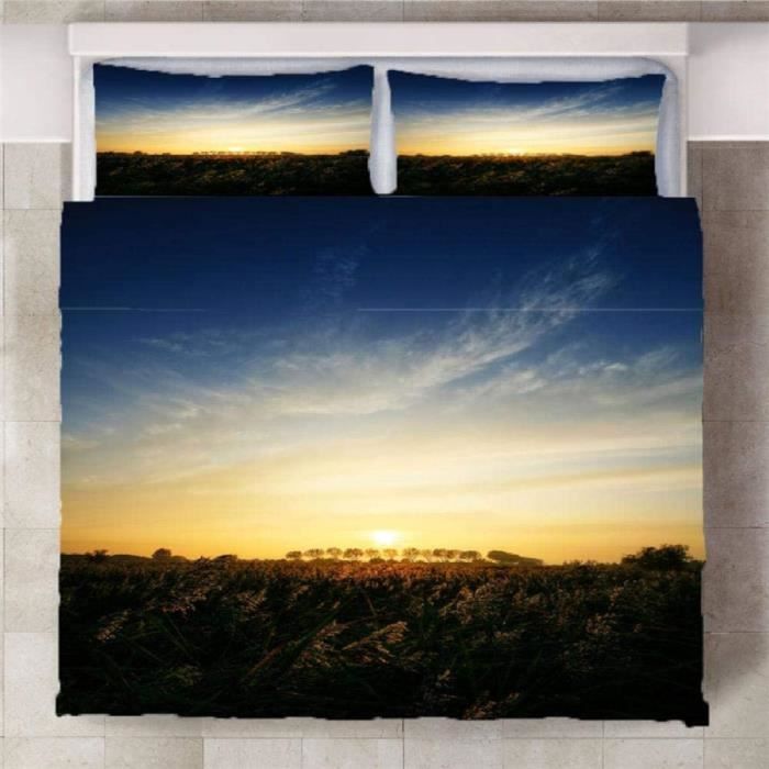 Housse De Couette 140x200 Cm Thème Plage - Microfibre Douce Réversible, Avec 1 Taie