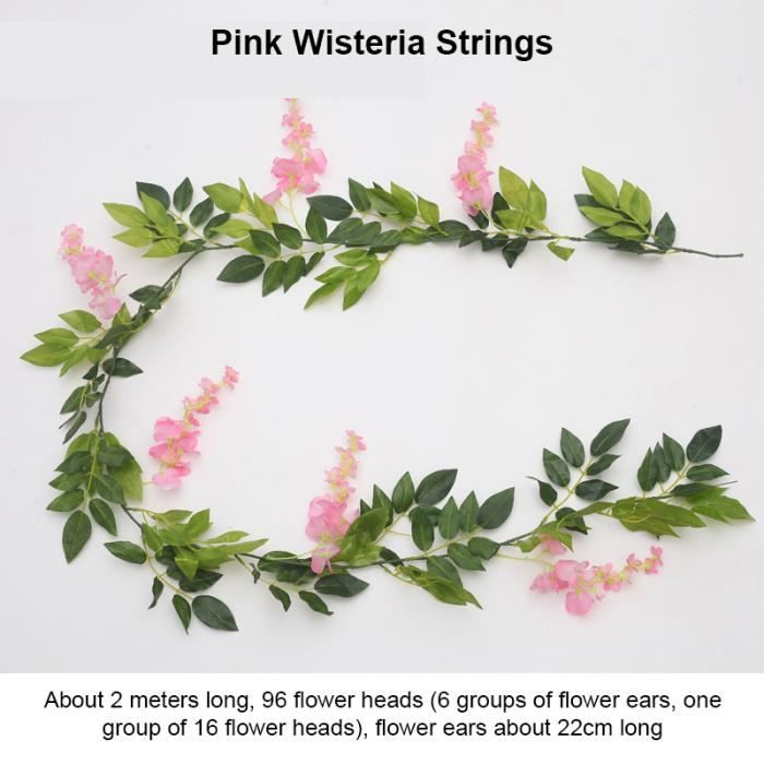 Guirlande Fleurs Artificielles Sakura Rose Foncé TREABEAR - Lot De 4 X 180cm Pour Décoration Romantique