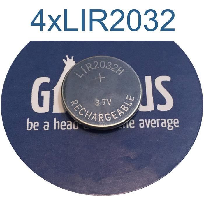 Girafus 4X Piles Bouton LIR2032 Rechargeable Lithium Pile Bouton