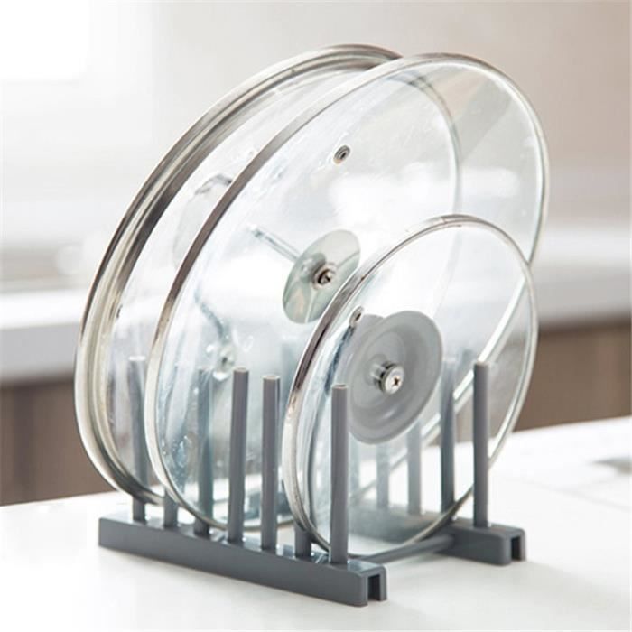 Rdeghly Rangement de Couvercle de Casserole Monté sur Porte Support de Couvercle de Casserole en Argent, pour Armoire de Cuisine à Domicile pour Cuisine 5 Couvercles de Casserole