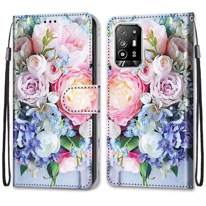 Cover per Oppo A94/A95 5G con Cordino,Flip Portafoglio Custodia in Pelle,[9 Porta Carte][Chiusura Magnetica],Custodia Libro Cover con Laccio per Oppo A94/A95 5G - Blue