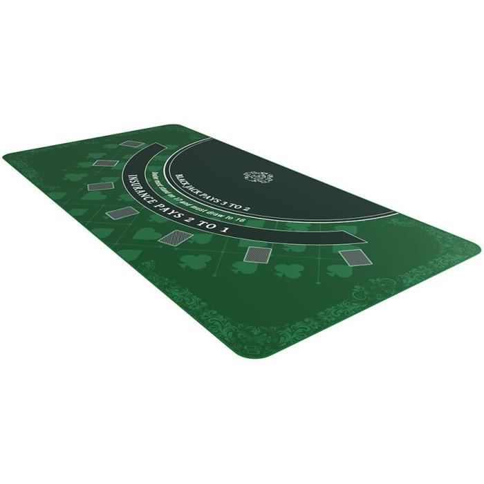 Tapis De Poker Bullets Playing Cards Vert Pliable 180x90 Cm - Surface Pro Rectangulaire Pour Table De Poker Texas Hold'em