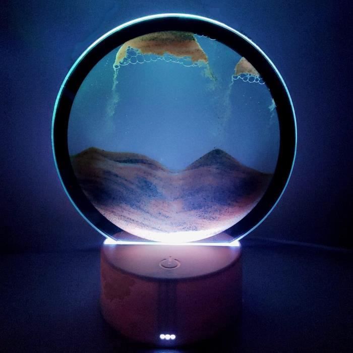 Lampe De Table 3D En Forme De Sablier Rotatif À 360° - Décoration Créative - Art Créatif - Sable Liquide - Lampe De Bureau -[n2092]