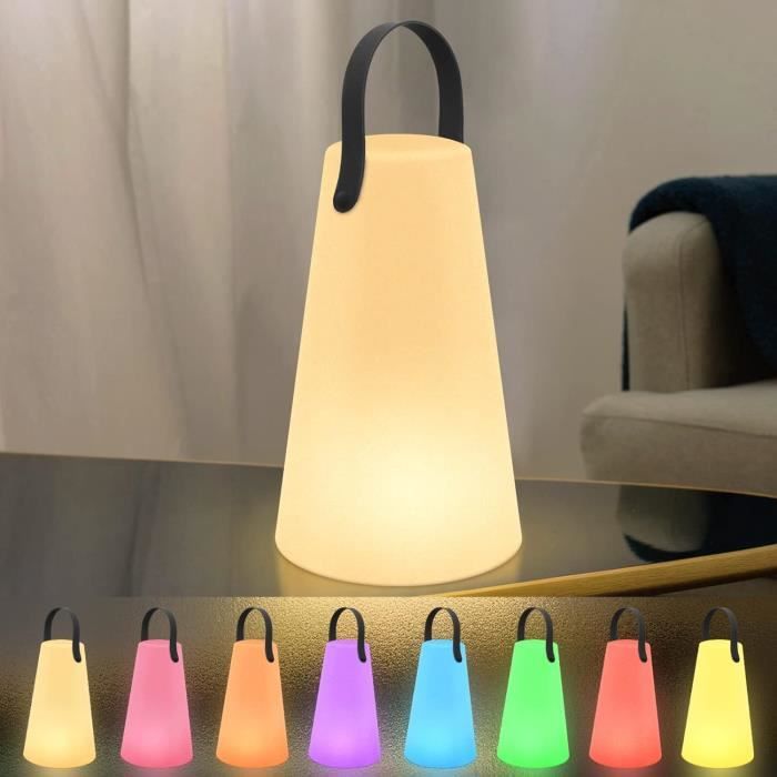 Lampe De Table Sans Fil Plumes D'Autruche - Lampe Chevet LED Tactile Rechargeable, Veilleuse 3 Couleurs