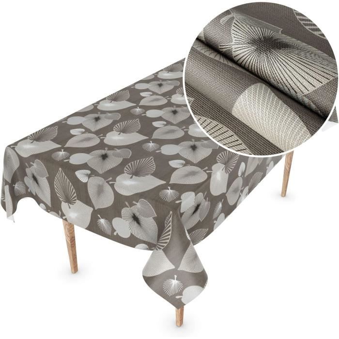 Nappe Toile Cirée Lavable - Imperméable Effet Lotus - 280x140 Cm Ovale - Pour Table De Jardin