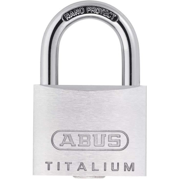ABUS Titalium 96TI/50 - Cadenas léger en aluminium massif spécial - Serrure de cave avec clé réversible - Niveau de sécurité ABUS 8 - Argenté ABUS Titalium 96TI/50 - Cadenas léger en aluminium massif spécial - Serrure de cave avec clé réversible - Niveau de sécurité ABUS 8 - Argenté