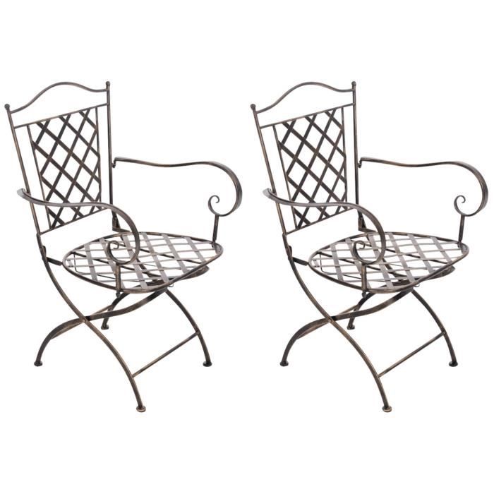 -CLP-Lot de 2 chaises de jardin pliables Adara en fer-Array