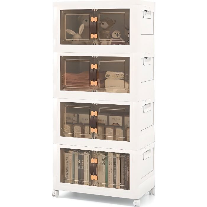 COSTWAY Boîte Rangement Plastique 140L 4 Caisses de Rangement Pliables avec 4 Roulettes et Couvercles pour Chambre Salon COSTWAY Boîte Rangement Plastique 140L 4 Caisses de Rangement Pliables avec 4 Roulettes et Couvercles pour Chambre Salon