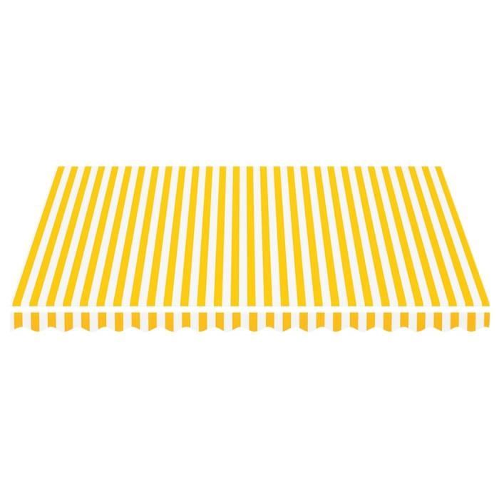 Toile De Remplacement Pour Store Banne 4x3 M – Tissu Polyester Jaune Tournesol/blanc, Résistant Aux UV (cadre Non Inclus) - 2