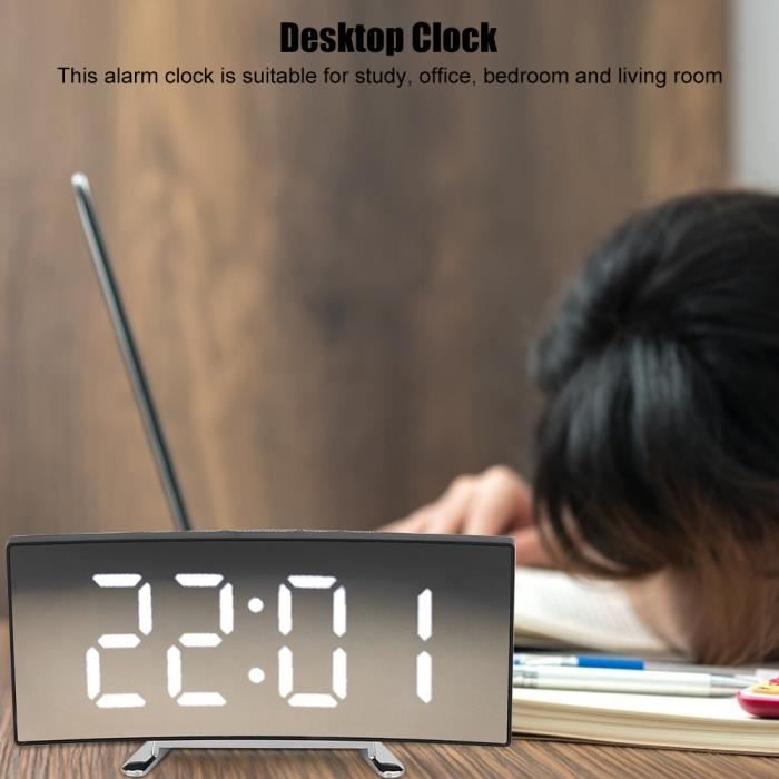 Horloge Bureau LED Bois Triangulaire | Affichage Heure, Date, Température | Réveil Commande Vocale | Alimentation USB/piles
