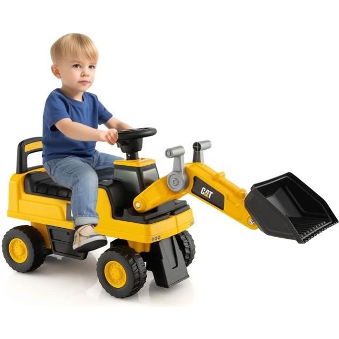 GOPLUS Excavateur pour Enfants 1-3 Ans avec Bras à Angle Réglable,Pelleteuse  avec Klaxon Simulé