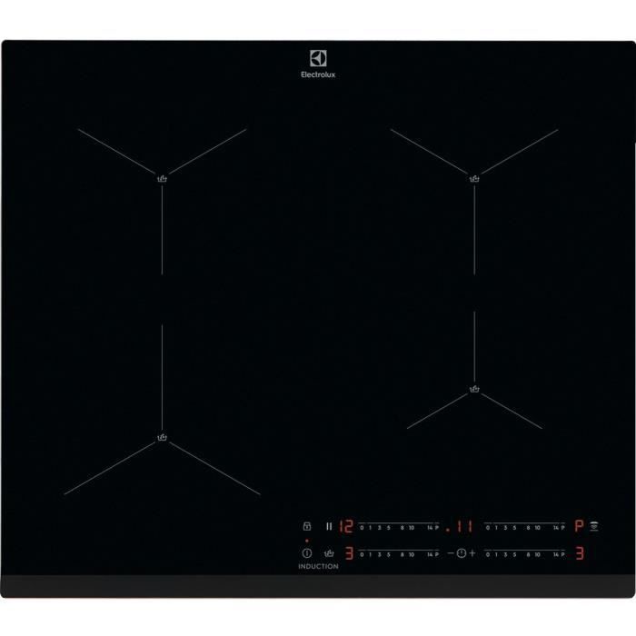 Plaque de cuisson induction - ELECTROLUX - 4 zones - 59x52cm - EIS62443 - 7200W - Technologie SenseBoil - 4 boosters - Noir