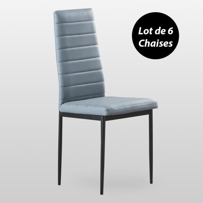Lot de 6 Chaises de Salle à Manger Grises en Simili Cuir - Design