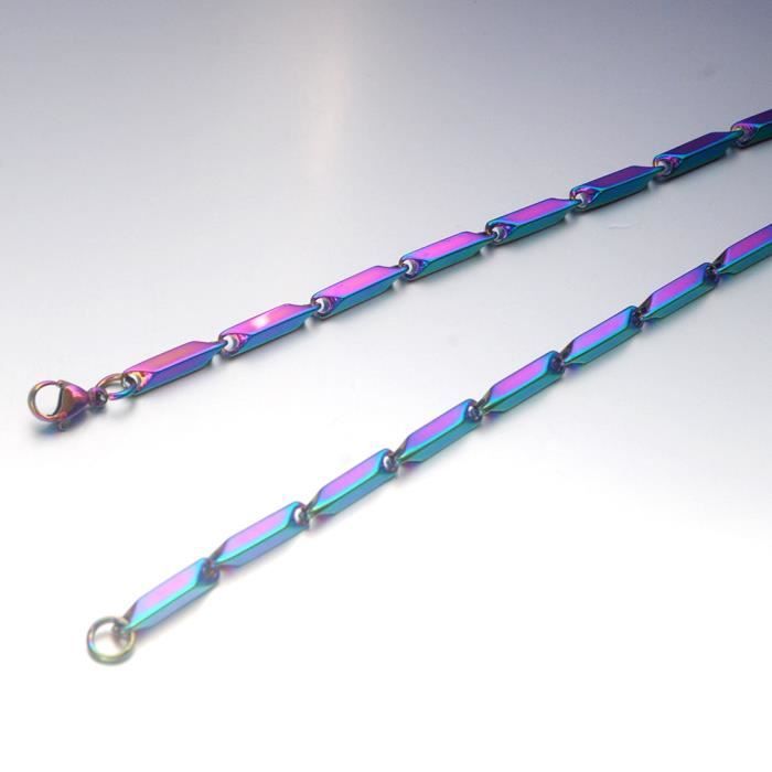 Chaine de cou - HUEIHWOH - Maille Oblique - Acier au titane - Largeur 3mm - Longueur 60cm