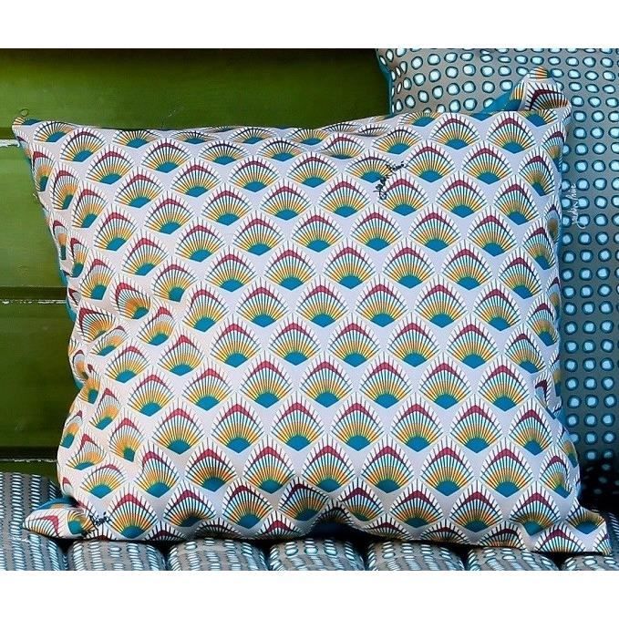 Jardin Prive Coussin Deco D Exterieur Plume De Paon 40 X 40 Cm Achat Vente Coussin D Exterieur Cdiscount