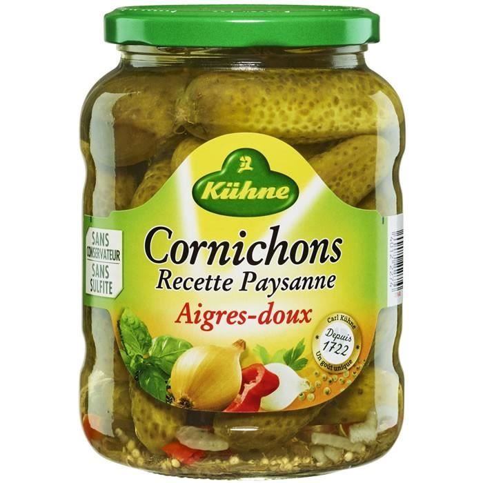 LOT DE 5 KÜHNE Cornichons Aigredoux recette paysanne 360 g