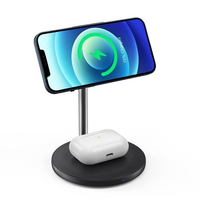 LEMONDA Chargeur 15W 2En1 Magnétique Sans Fil Charge Rapide Dock